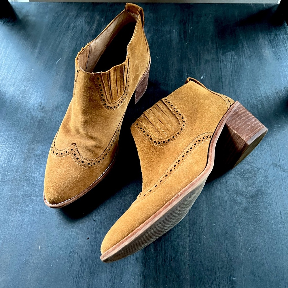 Madewell ‘The Grayson’ Brogue Chelsea Ankle Boot Suede Brown size 10